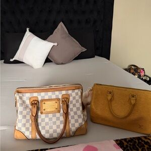 Louis Vuitton Checkered Shoulder Bag - Cream and Tan